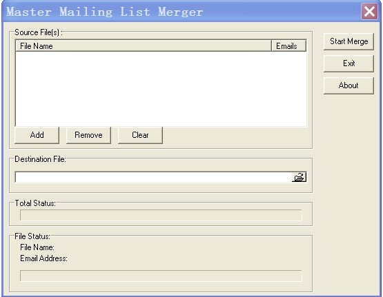 Master Mailing List Merger can merge several email lists into one email list. It